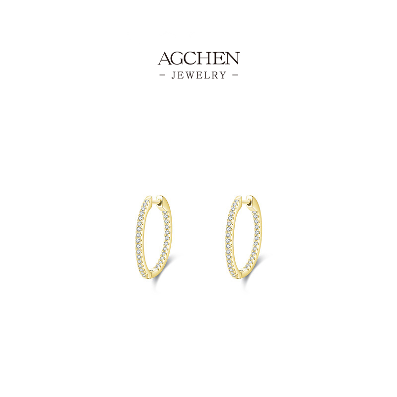 AGCHEN 925 Silver Round Zirconia Stud Earrings Minimalist Everyday Jewelry Factory Direct Price AGRHE720