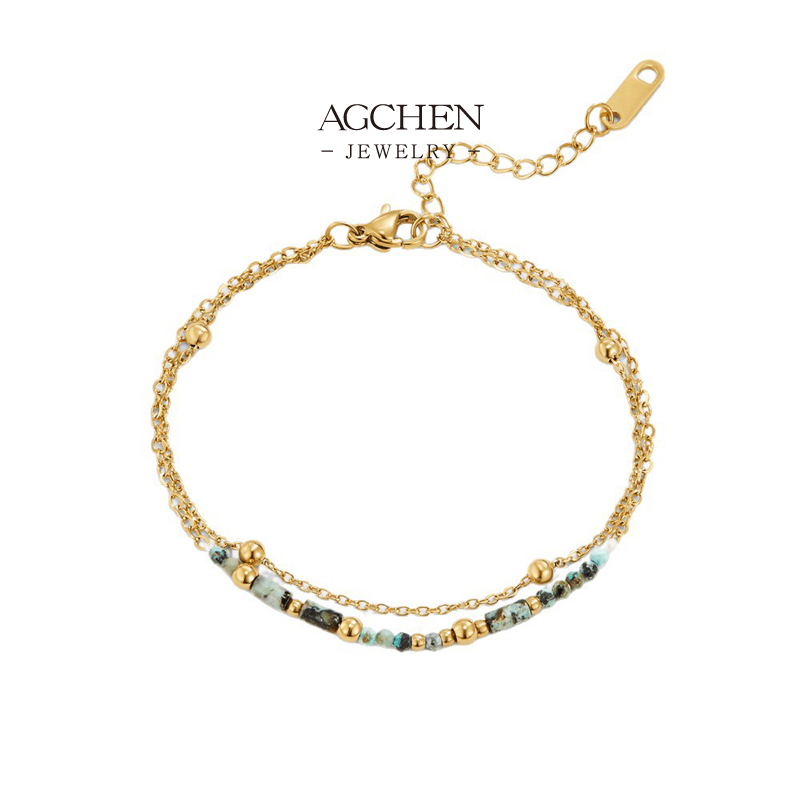 AGCHEN Natural Gemstone Stretch Bracelet Healing Crystal Jewelry Line OEM Service AGMSLA3 