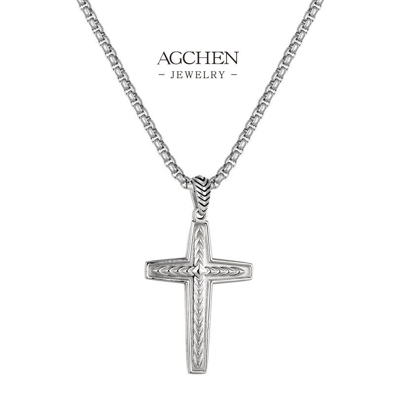 AGCHEN Stainless Steel Men Cross Statement Necklace Complete Jewelry Solution One Stop Shop AGX2780