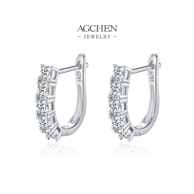 AGCHEN 925 Silver Clip On Earrings Hypoallergenic Jewelry OEM Manufacturer Small MOQ AGMSE0095