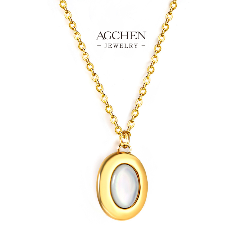 AGCHEN Natural Mother of Pearl Pendant Necklace Oceanic Gemstone Jewelry Line OEM Manufacturer AG2A270 