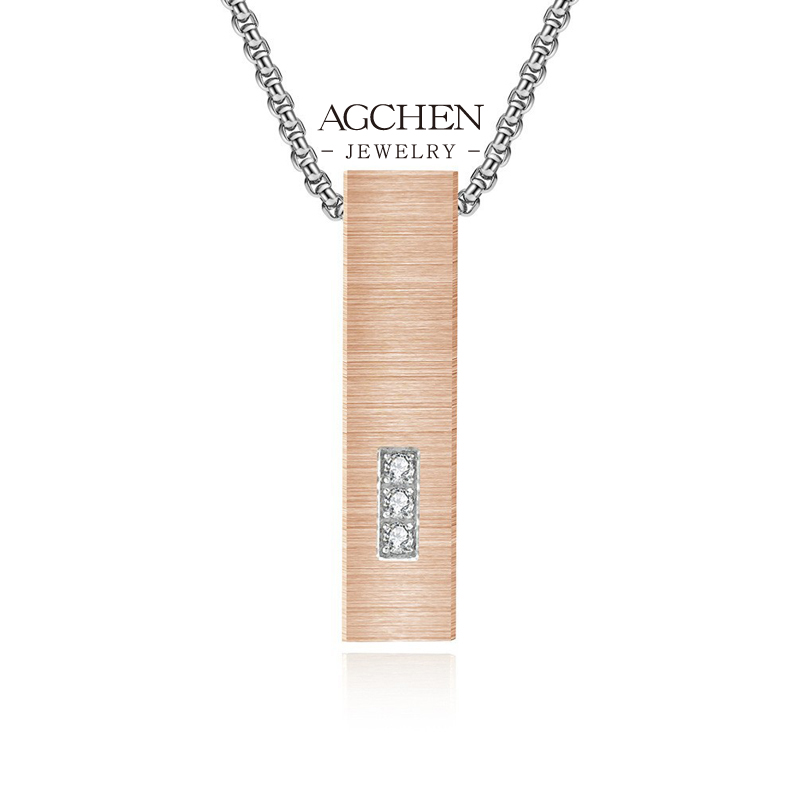 AGCHEN Stainless Steel Zirconia Pendant Necklace Viral TikTok Jewelry Trending Gift For him AGDZ139