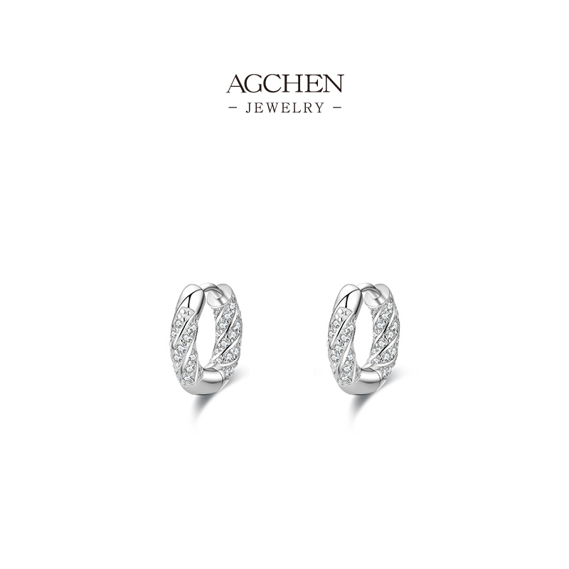 AGCHEN 925 Silver Spiral Zirconia Earrings Modern Geometric Design B2B Supplier Small MOQ AG JEWELRY AGRHE803