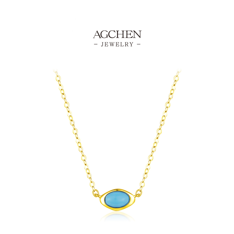 AGCHEN 925 Silver Turquoise Pendant Necklace Native American Style Healing Stone Jewelry Tarnish Free Everyday Wear AGRHN1738