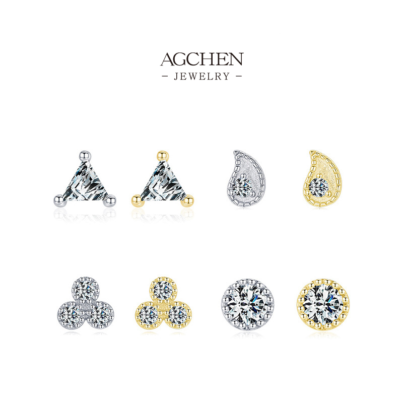 AGCHEN 925 Silver Zirconia Stud Set Bestseller Collection Wholesale Supplier Small MOQ AGRHE960