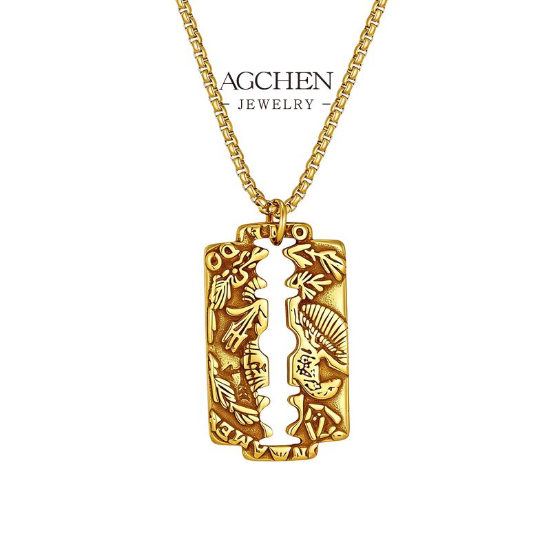 AGCHEN Stainless Steel Blade Design Men Pendant Necklace One Stop Supply Chain Full Service Manufacturer AGX2783