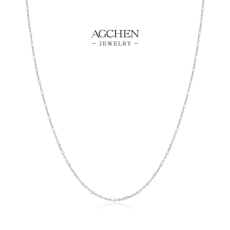AGCHEN 925 Silver Plain Cable Chain Necklace DIY Jewelry Making Supply Bulk Wholesale Base AGRHN2020 