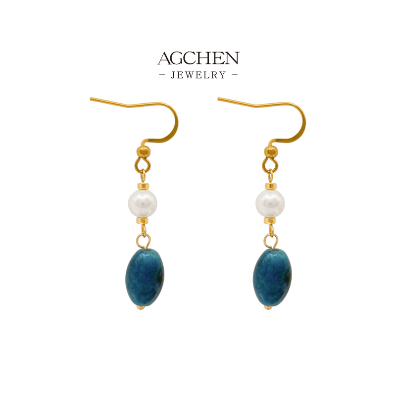 AGCHEN Vintage Gemstone Drop Earrings Antique Style Healing Jewelry Line Wholesale Supplier AG10001 