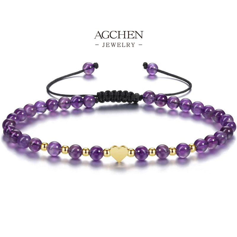 AGCHEN Amethyst Rose Quartz Jade Agate Bead Bracelet Harmonizing Energy Jewelry Line Bulk Order Supplier AG5709 