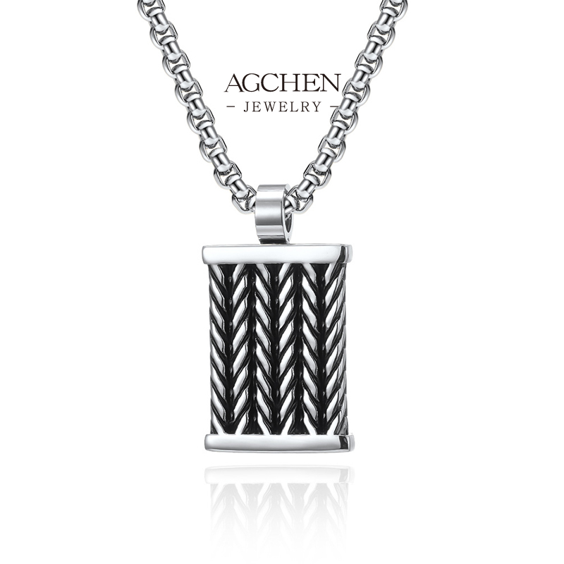 AGCHEN Stainless Steel Abacus Pendant Necklace Vintage Calculator Design Jewelry Unique Gift For Him AGDZ106