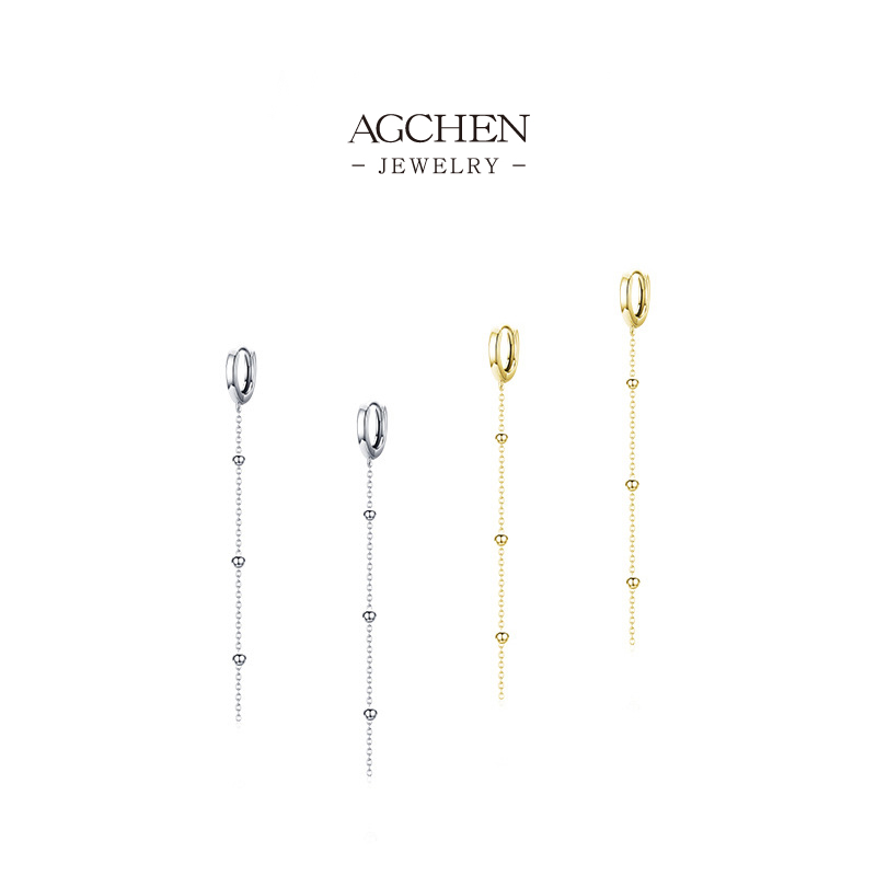 AGCHEN 925 Silver Fringe Tassel Earrings Boho Chic Jewelry Line OEM Manufacturer Wholesale AGRHE832