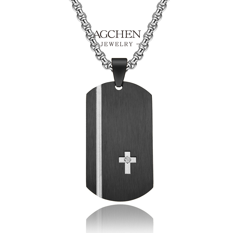 AGCHEN Stainless Steel Bold Cross Necklace Statement Religious Jewelry Men Women Unisex Wholesale Distributor AGDZ054