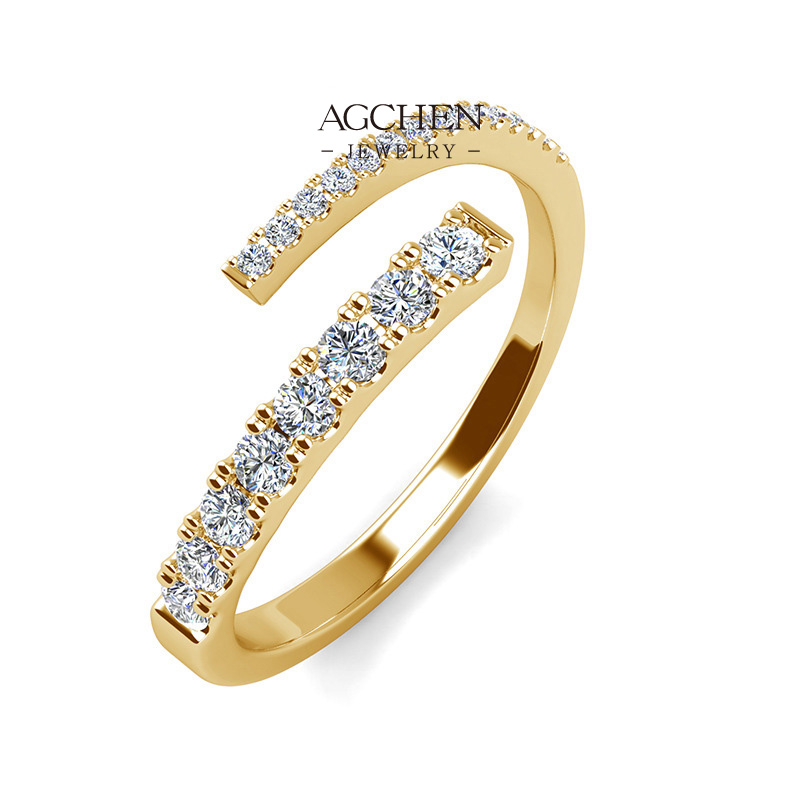 AGCHEN Open Band Zirconia Ring Adjustable Statement Jewelry AGDR0150