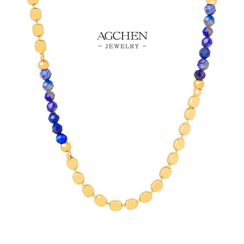 AGCHEN Stainless Steel Natural Gemstone Pendant Necklace One Stop Supply Chain AGGS009