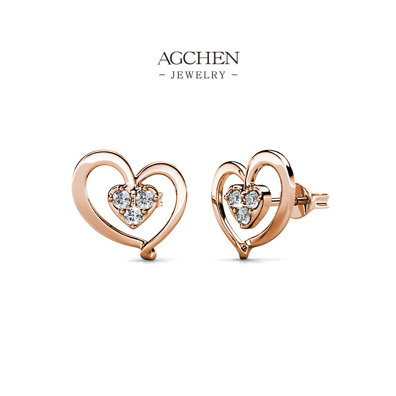 AGCHEN Minimalist Crystal Earrings Scandinavian Design Style AGDES0444 