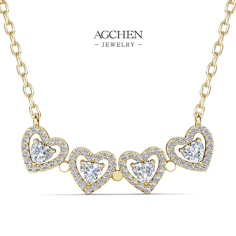 AGCHEN Convertible Flower Heart Necklace 4 in 1 Transformable Jewelry AGDP0848