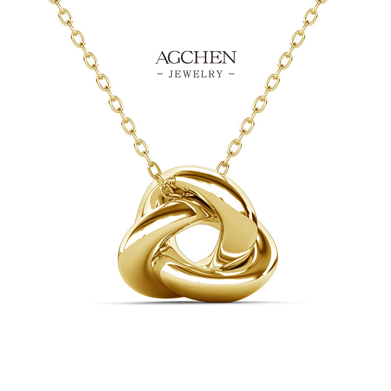 AGCHEN Polished Triple Loop Necklace Stacking Design AGDP0884