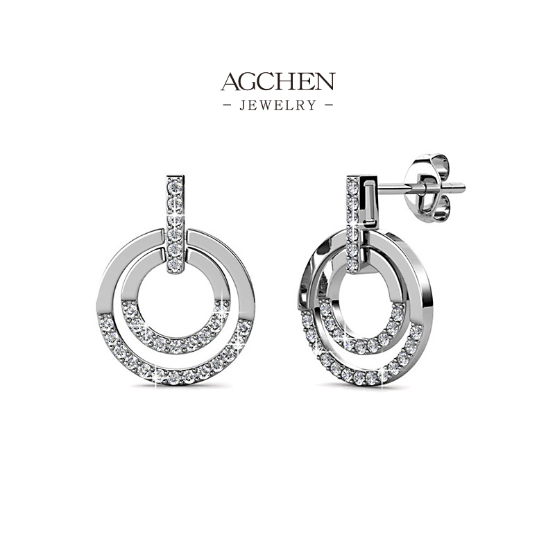 AGCHEN Fashion Forward Zirconia Earrings Runway Inspired AGDES0172