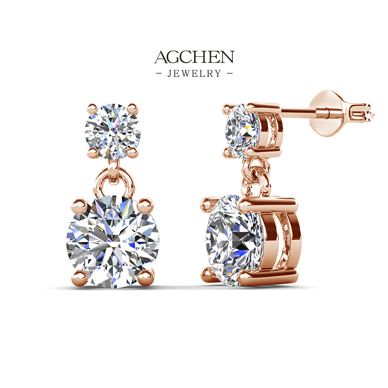 AGCHEN Contemporary Zirconia Earrings Trend Led Designs AGDES0018