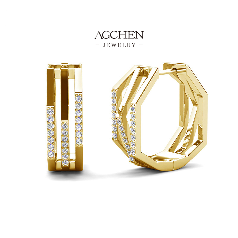 AGCHEN Statement Zirconia Earrings Bold Fashion Designs AGDE0905