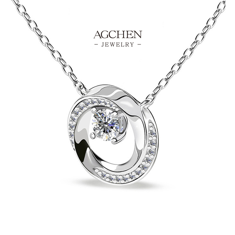 AGCHEN Brilliant Cut Zirconia Pendant Necklace Red Carpet Style AGDP0814