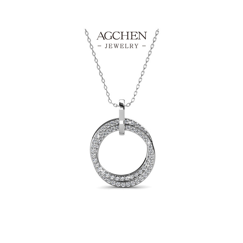 AGCHEN JEWELRY Double Hoop Zirconia Necklace Stacking Design B2B Supplier Small MOQ AGDPS0693 
