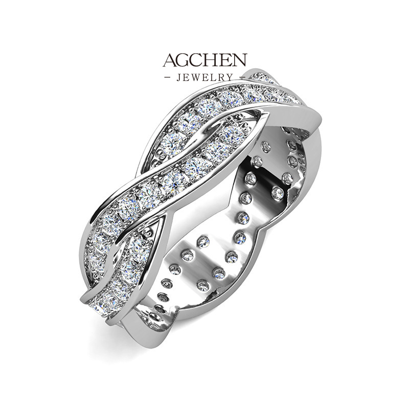 AGCHEN Crystal Solitaire Ring Engagement Jewelry B2B Supplier AGDR0144