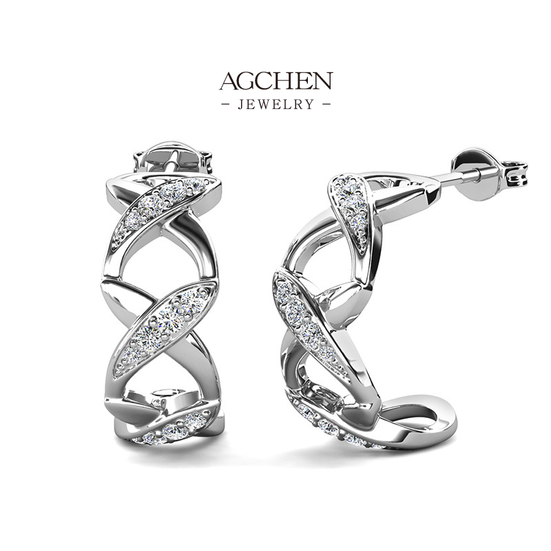AGCHEN Modernist Crystal Earrings Architectural Design Series AGDE0899