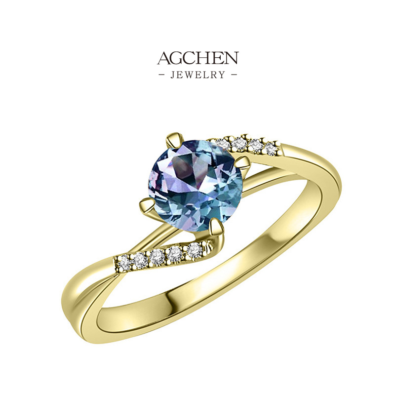 AGCHEN Multicolor Zirconia Band Rainbow Crystal Design AGDGRS0060