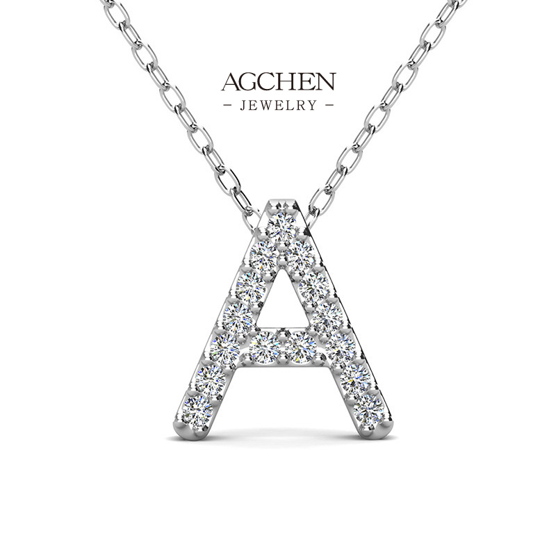 AGCHEN A to Z Alphabet Necklace 26 Letter Pendant Collection Custom Jewelry AGDP0815
