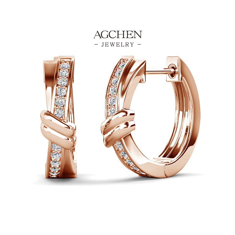 AGCHEN Luxury Zirconia Earrings Premium Gift Packaging AGDE0901