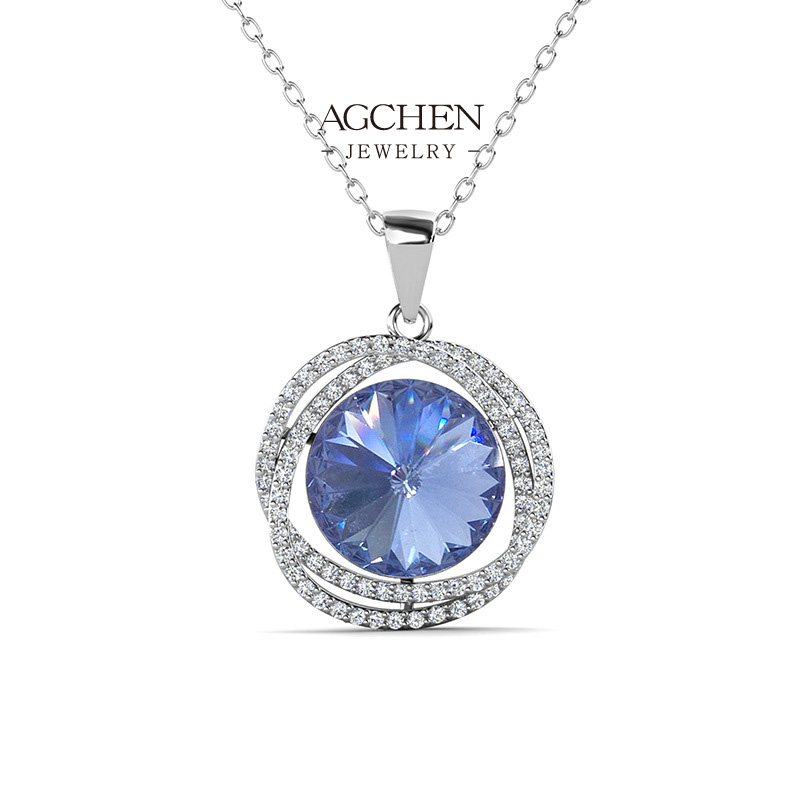 AGCHEN Birthstone Color Necklace Set 12 Month Collection Gemstone Jewelry AGDP0813
