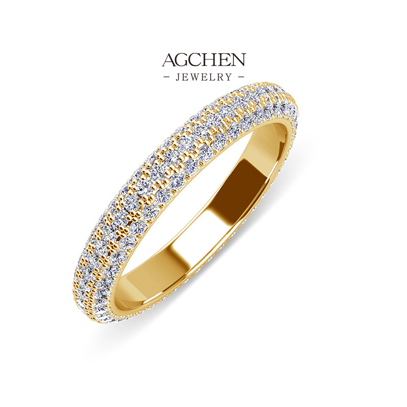 AGCHEN Premium Cut Zirconia Ring Luxury Gift Packaging AGDRS0146