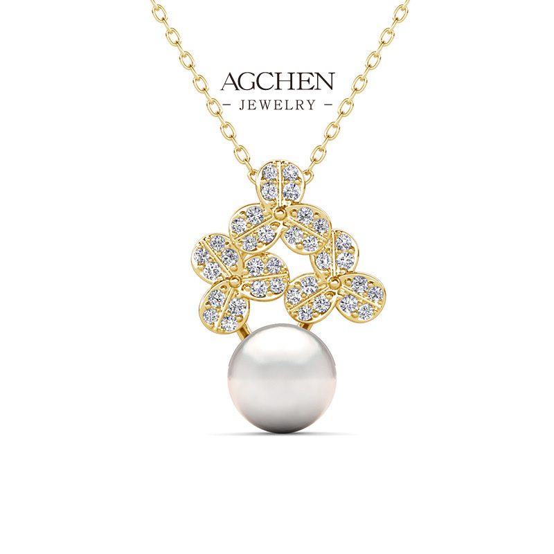 AGCHEN Pearl Zirconia Necklace Luxury Bridal Jewelry Small MOQ AGDP0875