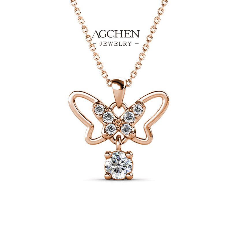 AGCHEN Butterfly Pendant Necklace Garden Theme Jewelry Bulk Order Supplier AGDPS0658