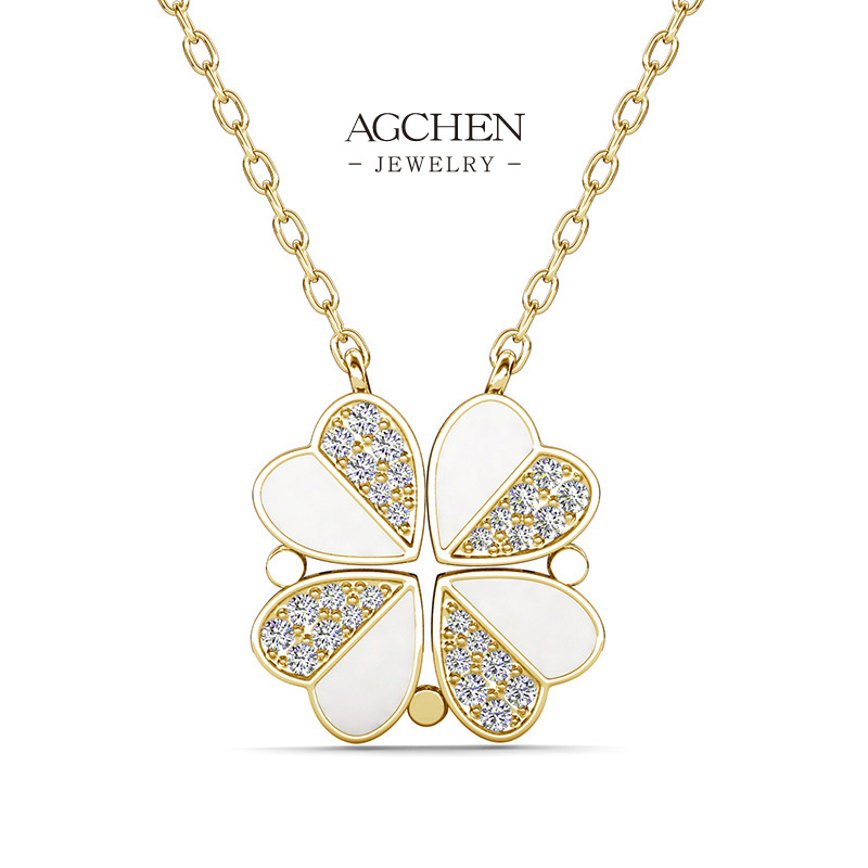 AGCHEN Convertible Bloom Necklace 4 Heart Pendant Multi Way Jewelry AGDP0857