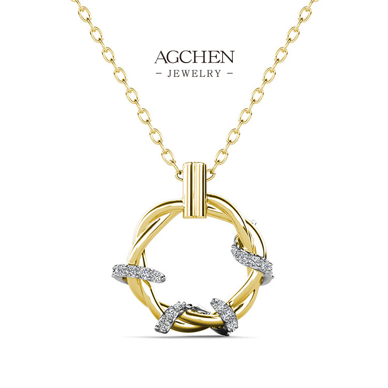 AGCHEN Twisted Coil Pendant Necklace Micro Pave Zirconia Wrap B2B Supplier Small MOQ AGMP100