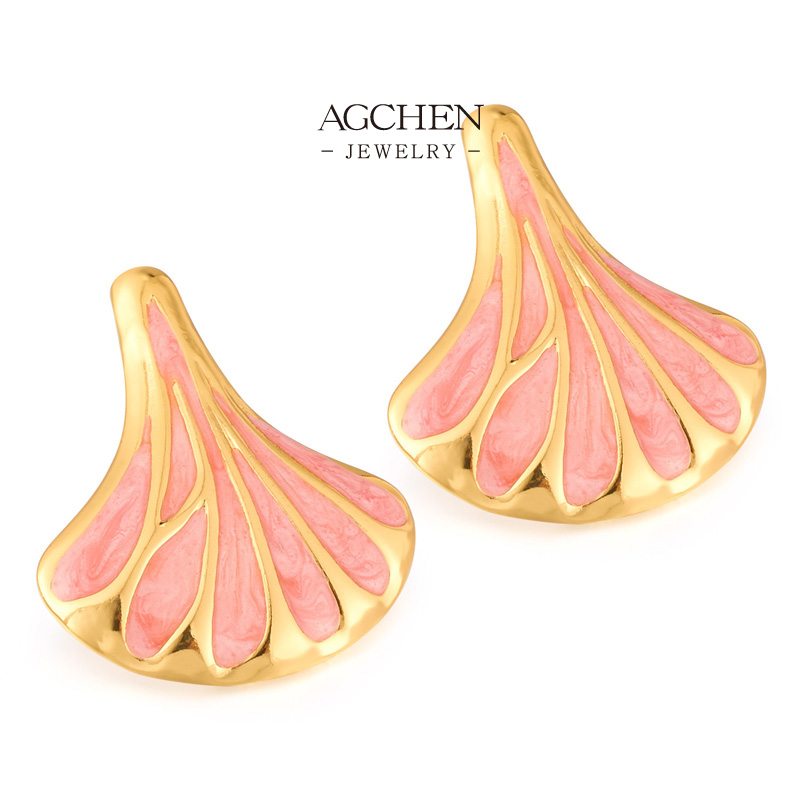 AGCHEN Stainless Steel Shell Resin Earrings Ocean Inspired Colorful Jewelry Full Service Manufacturer Direct Factory Supply Chain AG1118