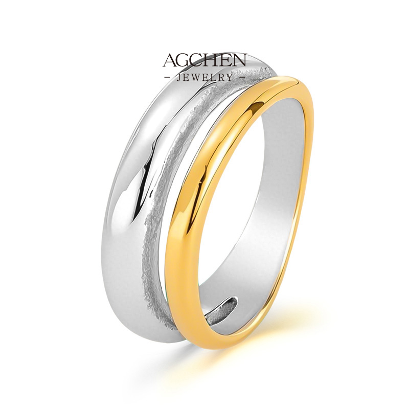 AGCHEN Stainless Steel Heart Ring Love Promise Jewelry Romantic Anniversary Gift For Her AG708