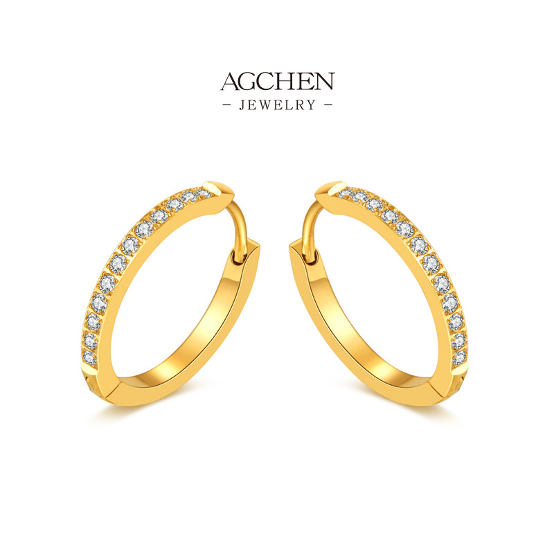 AGCHEN Stainless Steel Zirconia Stud Earrings Hypoallergenic Sparkle Jewelry Daily Wear Wholesale Supplier AG821